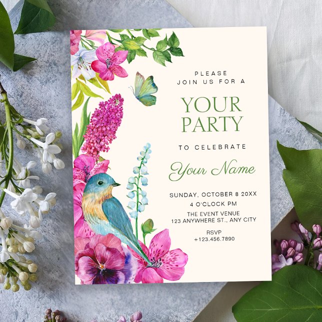 Floral bird art  invitation (Creator Uploaded)