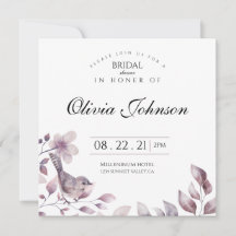 Floral Bird Bridal Shower Invitation