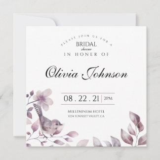 Floral Bird Bridal Shower Invitation
