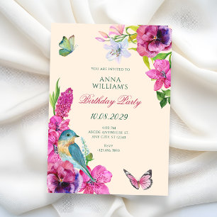 Floral bird butterfly  invitation