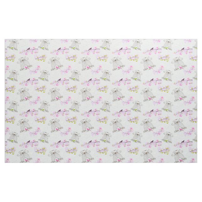 Floral Bird Cage Fabric (Fat Quarter)
