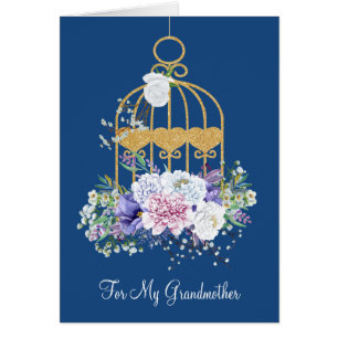 Floral Bird Cage Grandmother Mother's Day Card