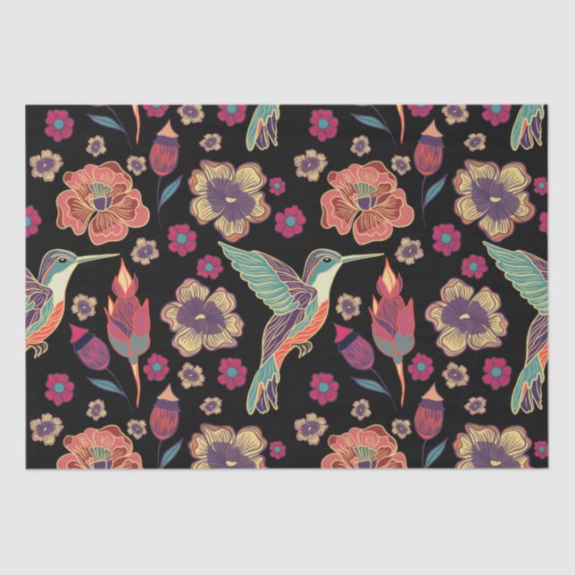 Floral Bird Design | Nature-Inspired Artwork Tissue Paper (Front)
