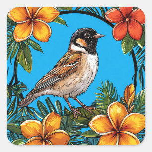 🐦 Floral Bird Frame Sticker Garden Nature Decor 