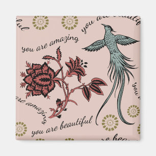 Floral Bird Inspirational Pattern Magnet