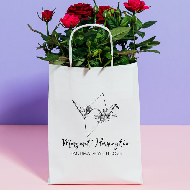 Floral Bird Origami Custom Handmade With Love  Rubber Stamp (Creator Uploaded)