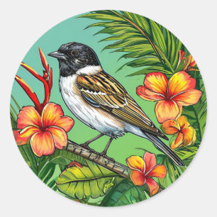 Floral Bird ornament Classic Round Sticker