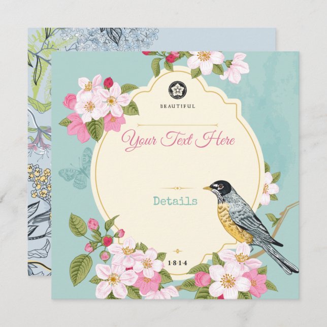 Floral/Bird Save The Date (Front/Back)