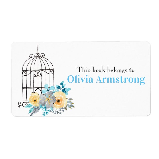 Floral Birdcage Personalised Book Belongs To (Front)