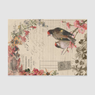 Floral Birds Ephemera Decoupage Tissue Paper