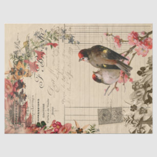 Floral Birds Ephemera Decoupage Tissue Paper