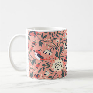 Floral Birds Hand Drawn Vintage Coffee Mug