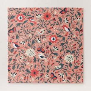 Floral Birds Hand Drawn Vintage Jigsaw Puzzle