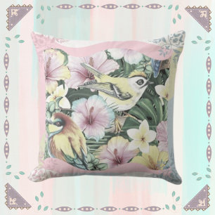 Floral Birds Pastels Cushion
