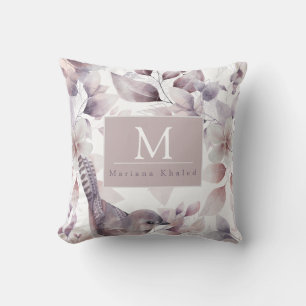 Floral Birds Purple and white nature Cushion