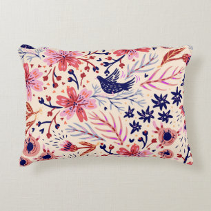 Floral, birds, vintage seamless pattern. decorative cushion