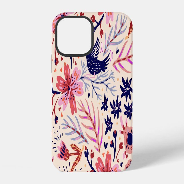 Floral, birds, vintage seamless pattern. iPhone case (Back)