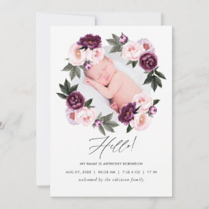 Floral Birth Announcement Photo Card