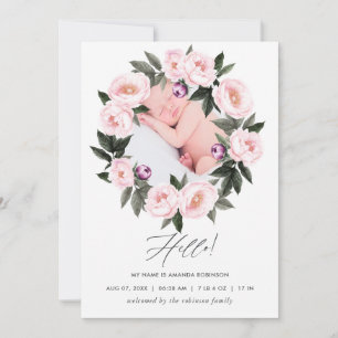 Floral Birth Announcement Photo Card