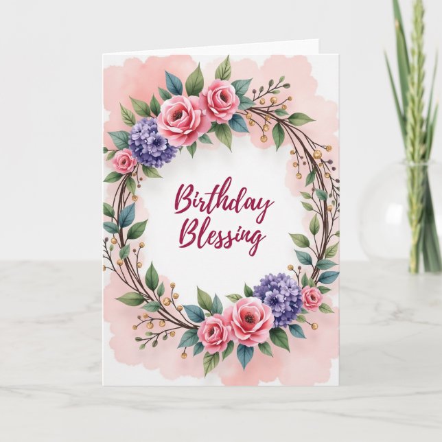 Floral Birthday Blessing Card (Front)
