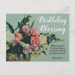 Floral Birthday Blessing Postcard