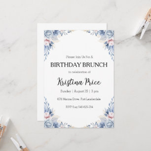 floral birthday brunch invitation