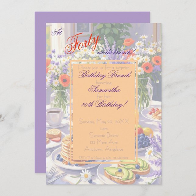 Floral Birthday Brunch Invitation (Front/Back)