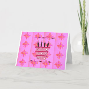 Floral Birthday Cake for Her/Girls Art Print Card