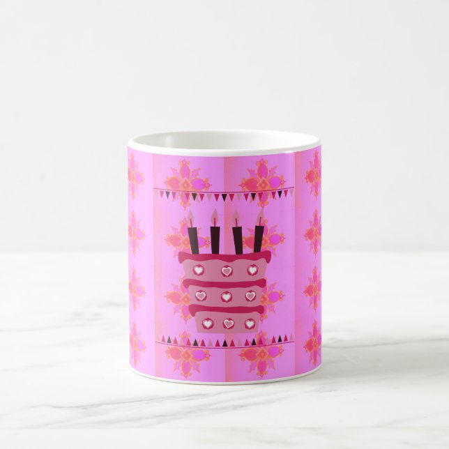 Floral Birthday Cake for Her/Girls Art Print Coffee Mug (Center)