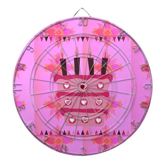 Floral Birthday Cake for Her/Girls Art Print Dartboard (Front)