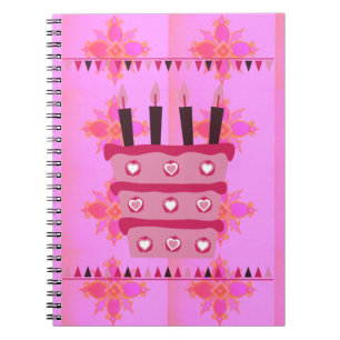 Floral Birthday Cake for Her/Girls Art Print Notebook