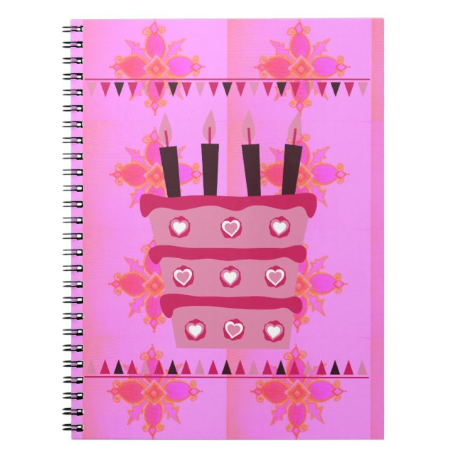Floral Birthday Cake for Her/Girls Art Print Notebook (Front)