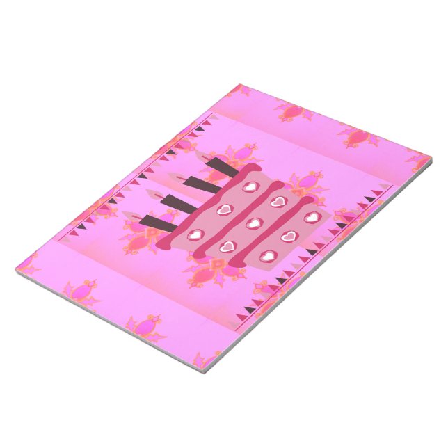 Floral Birthday Cake for Her/Girls Art Print Notepad (Angled)