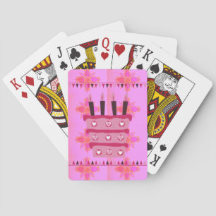 Floral Birthday Cake for Her/Girls Art Print Playing Cards