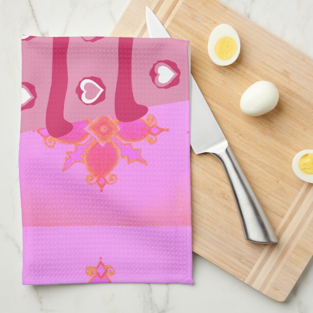 Floral Birthday Cake for Her/Girls Art Print Tea Towel (Quarter Fold)