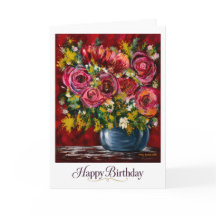Floral Birthday Card for Her | Original Rose Art