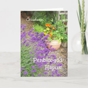 Floral Birthday Card to Personalise Welsh Greeting