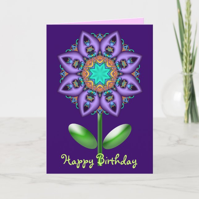 Floral birthday card with Fantasy flower (Front)