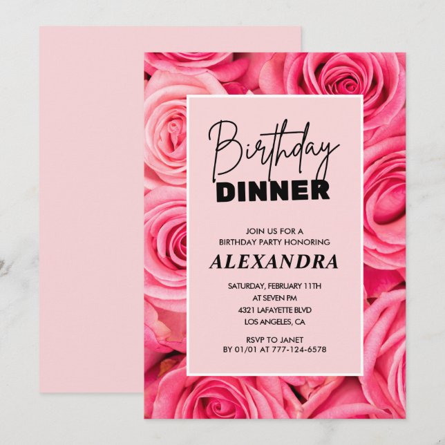 Floral Birthday dinner 89th birthday invitations  (Front/Back)