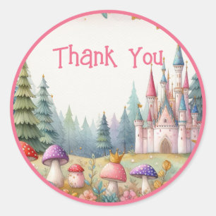 Floral Birthday Fairy Birthday Pink Princess Party Classic Round Sticker