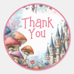 Floral Birthday Fairy Birthday Pink Princess Party Classic Round Sticker