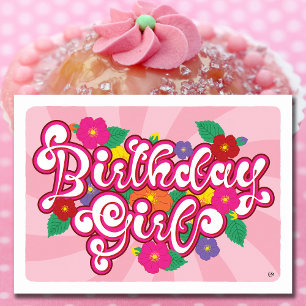 Floral Birthday Girl Blank Card