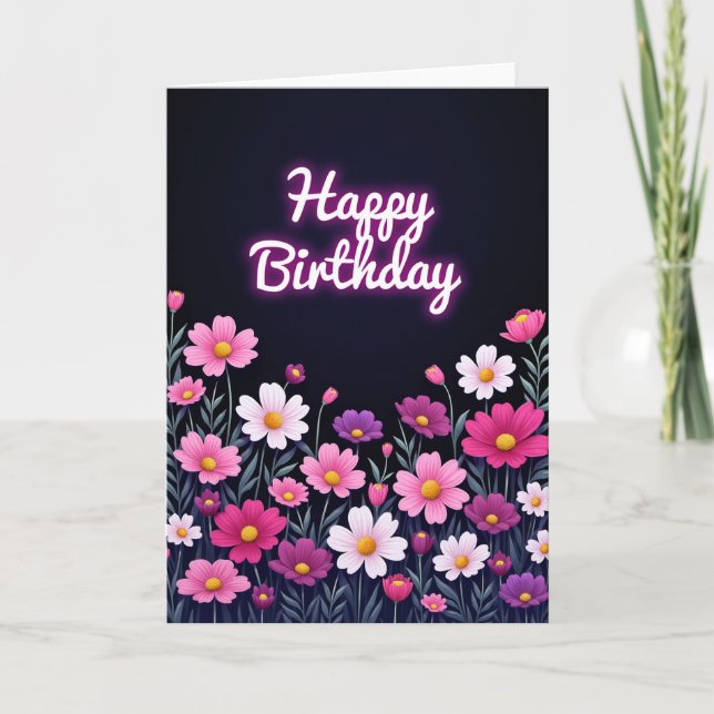 Floral Birthday Glow Card (Front)
