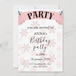 floral birthday invitation