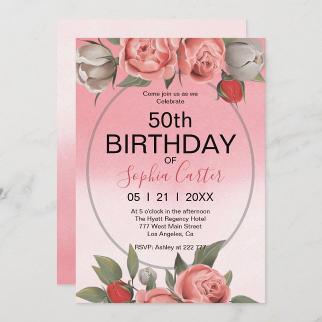 Floral Birthday Invitation (Front/Back)