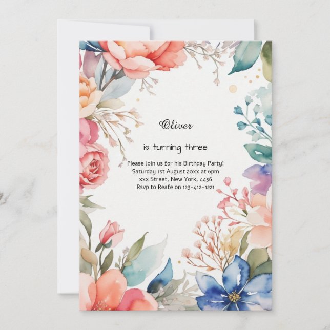 Floral Birthday Invitation (Front)