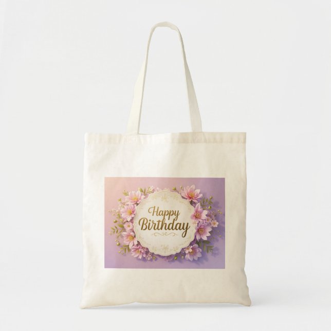 Floral birthday luxurious elegant extravagant  tote bag (Front)