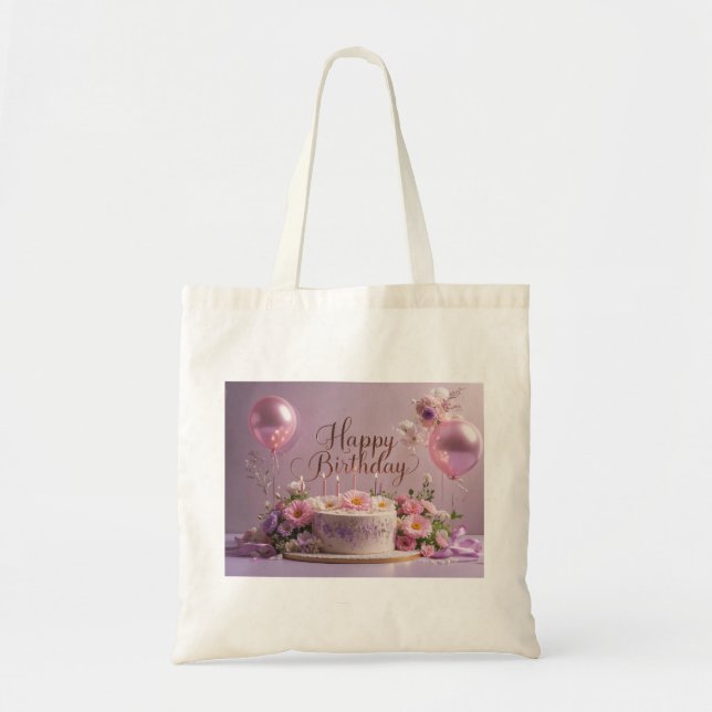 Floral birthday luxurious elegant extravagant tote bag (Front)