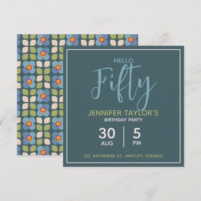 Floral Birthday Party Invitation | Custom Card (Front/Back)