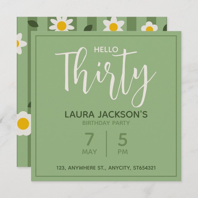 Floral Birthday Party Invitation | Custom Card (Front/Back)